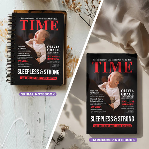 Personalized TIME Magazine Baby Notebook – Custom Photo, Name & Quote | Funny Mom Gift